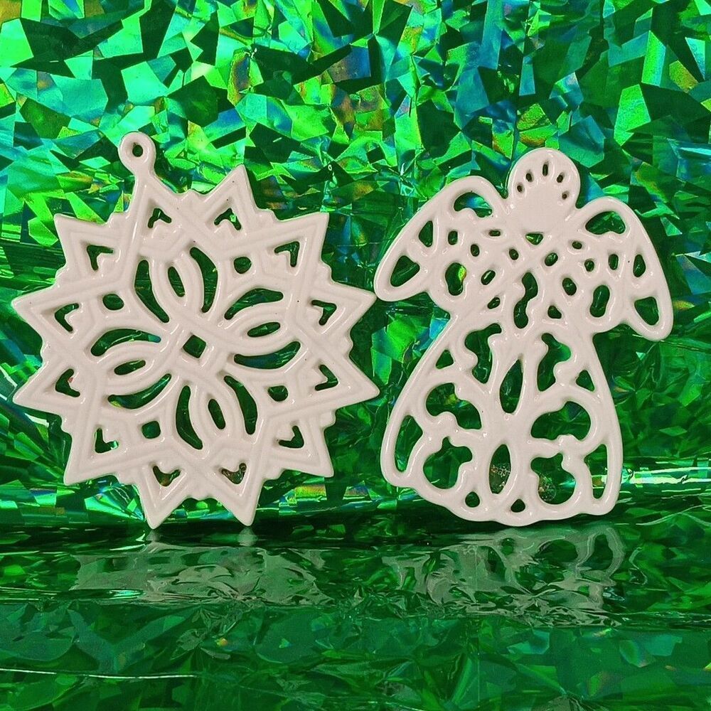Lenox Christmas Ornament Pierced Angel and Star Holiday Snowflake Porcelain
